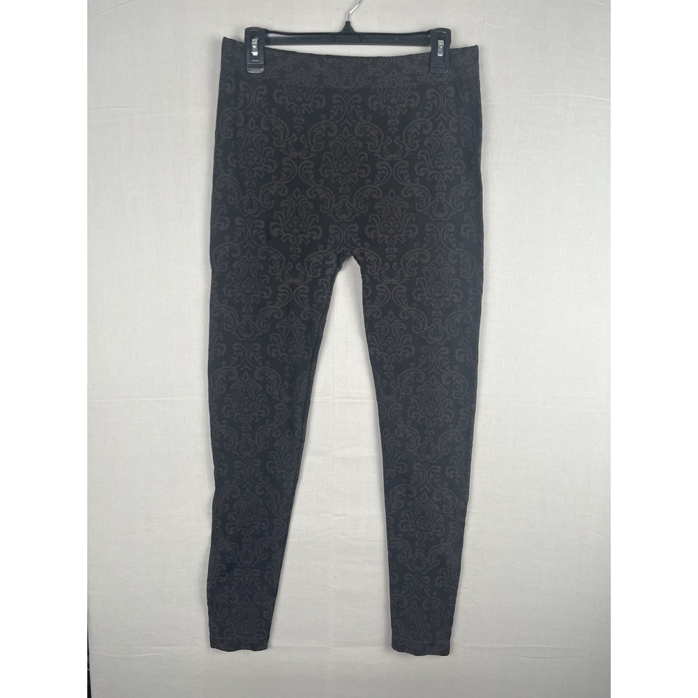French Laundry Black Paisley Leggings Womens One Size Waist 32 Stretch